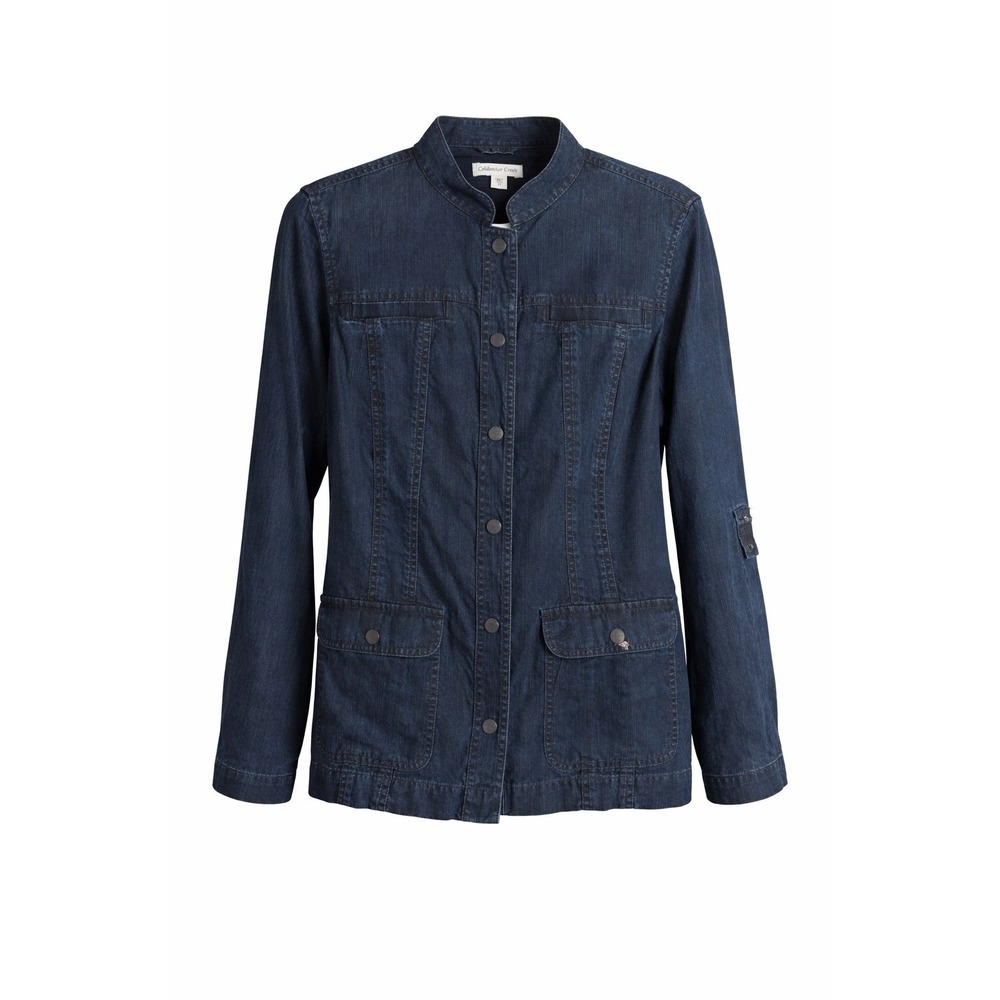 Coldwater Creek Denim Jacket Shirt 12 Blue Snap Front Lightweight Shacket